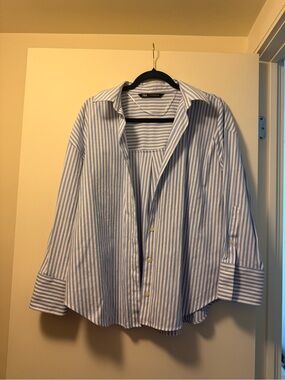 Zara Light Blue & White Striped Shirt